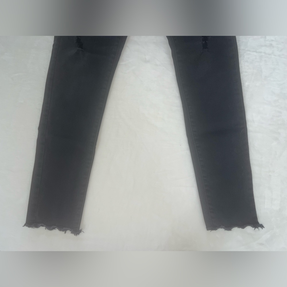 Levi’s Girls 720 High Rise Super Skinny Jeans Black Distressed Raw Hem Size 14 - Picture 6 of 9